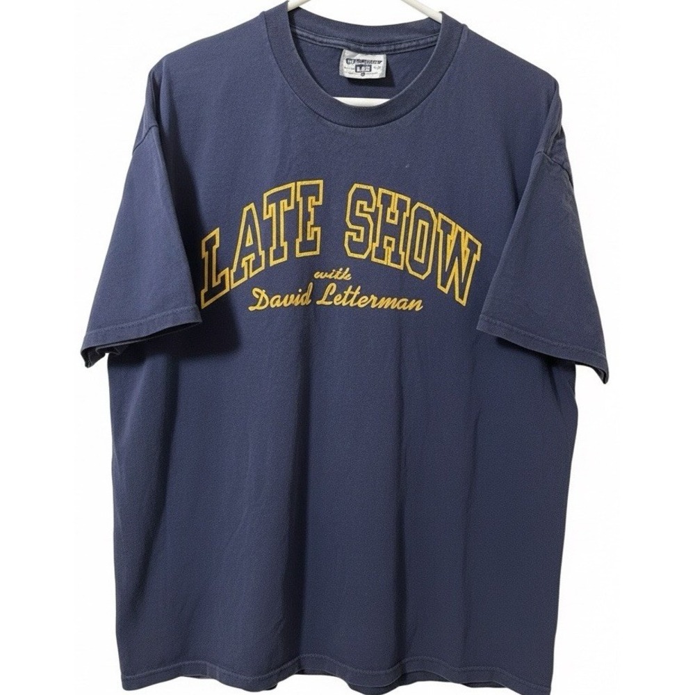 Vtg Late Show David Letterman Shirt Mens XL Comedian CBS TV Talk Show 90s USA